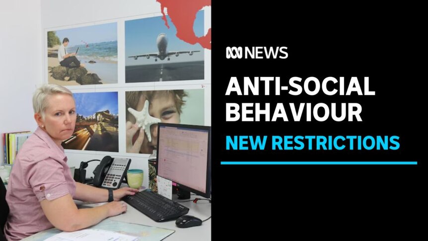 Anti-Social Behaviour, New Restrictions: A woman sitting at a desk in front of a computer looks at the camera.