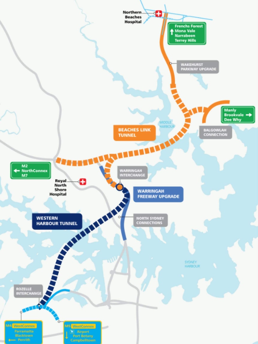 Spit Bridge tunnel map