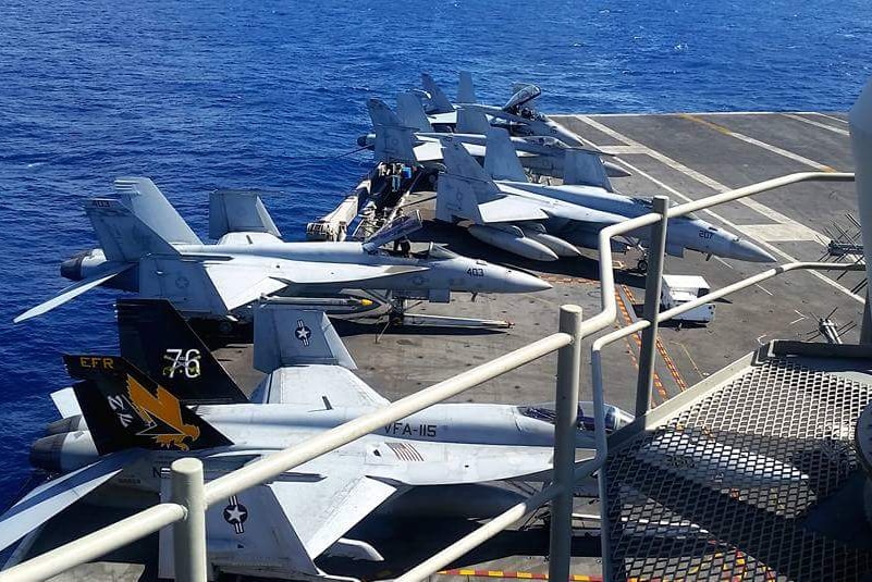 Hornets parked on USS Ronald Reagan