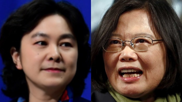 Composite of China's Foreign Ministry spokeswoman Hua Chunying and Taiwan President Tsai Ing-wen.