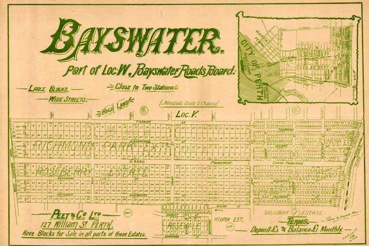 Bayswater real estate map 1908