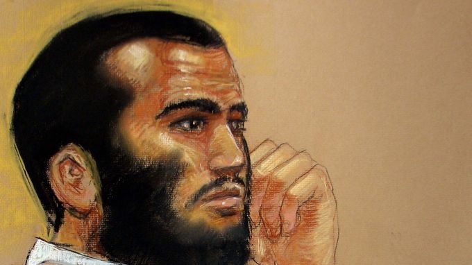 Canadian defendant Omar Khadr attends a hearing at Guantanamo Bay