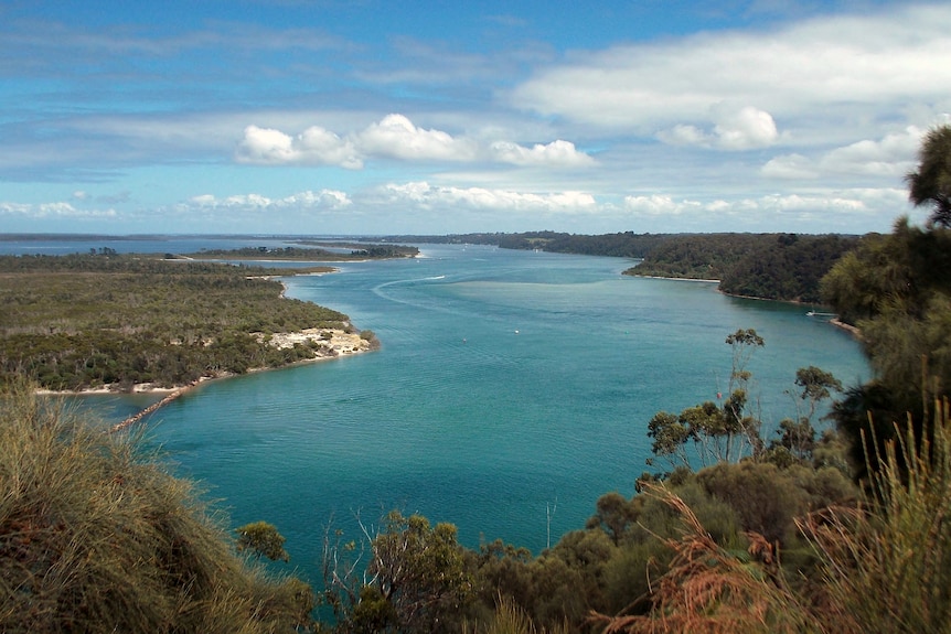 shot of the blue water of the gippsland lakes