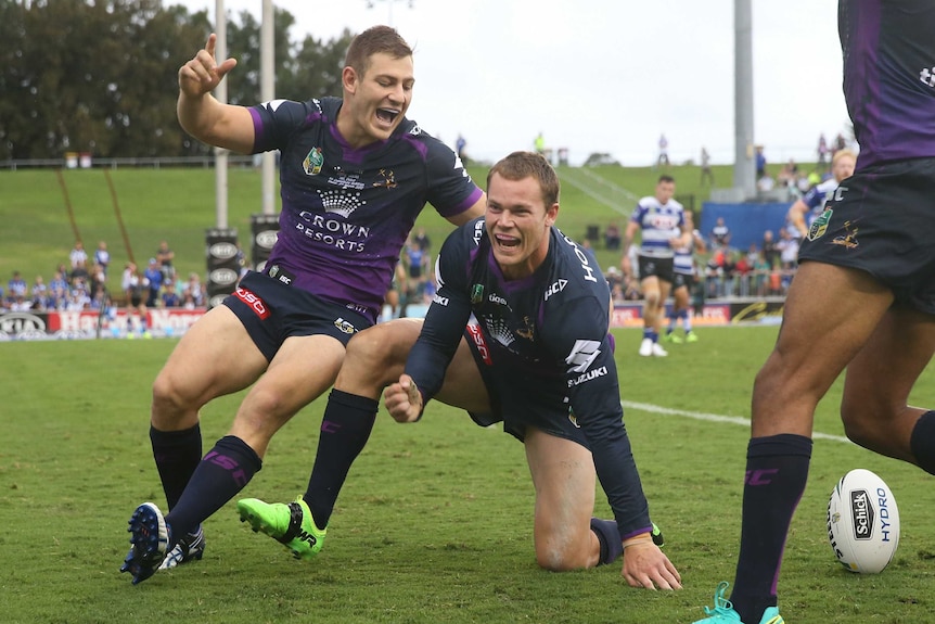 Cheyse Blair scores early try for Storm against Bulldogs