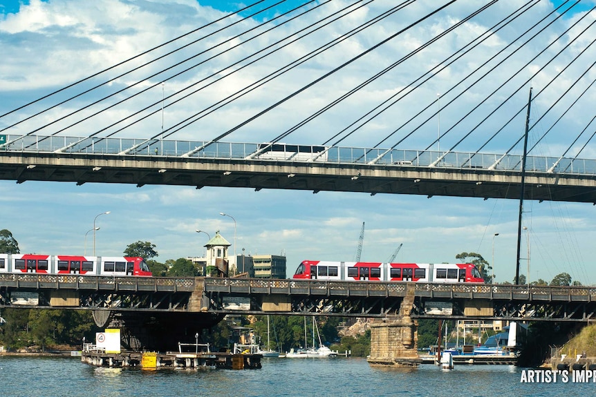 Light rail across Glebe Island Bridge