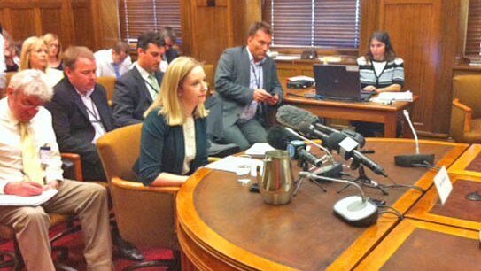 Kate Baldock faces the Legislative Council committee