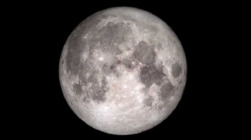 A full, round, Moon with craters on the surface.