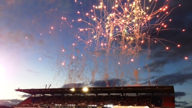 Fireworks erupt over Hunter Stadium for the 2013 Special Olympics Asia Pacific Games.