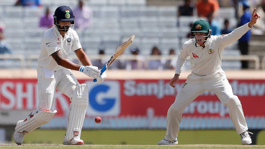 Peter Handscomb appeals for Murali Vijay's wicket in Ranchi