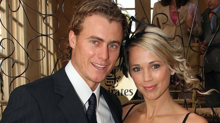 Proud parents: Lleyton Hewitt and wife Bec.