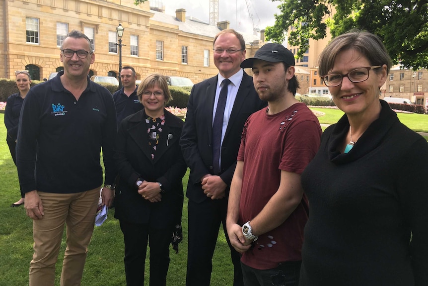 Danny Sutton,  Colony47; Alison Standen, ALP; Roger Jaensch, Liberals; Kyle Rowbottom, youth researcher; Cassy O’Connor, Greens.