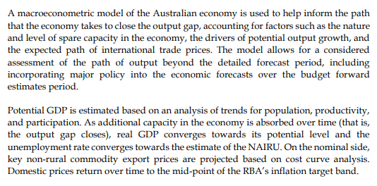 A screenshot of an excerpt from the federal budget.