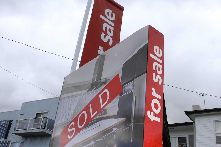 For sale sign outside Hobart house