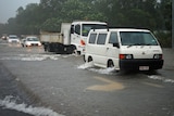 Bagot Road in Darwin during Cyclone Carlos.