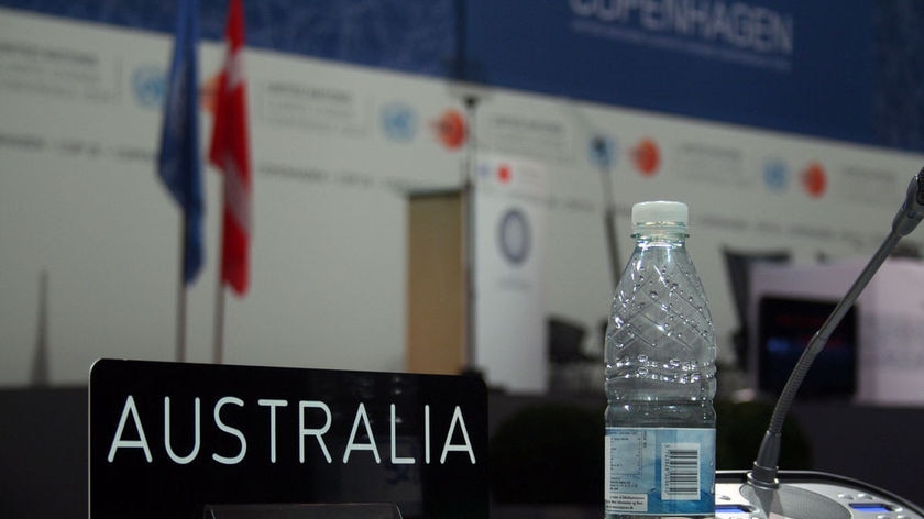 A water bottle sits on Australia's table