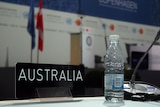 A water bottle sits on Australia's table