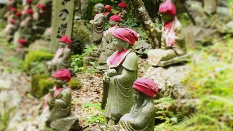 Statues in a Japanese garden