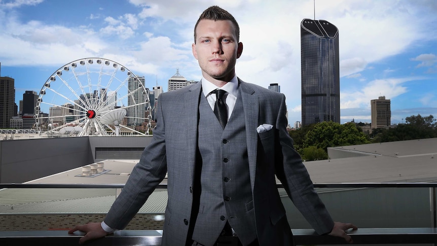 Australian WBO world welterweight boxing champion Jeff Horn poses in Brisbane on December 11, 2017.