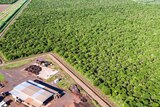 Aerial view of Indian sandalwood plantations and processing centre