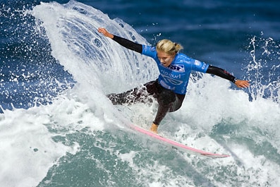 Stephanie Gilmore surfing at Bells Beach in Victoria in 2007 (Getty Images)