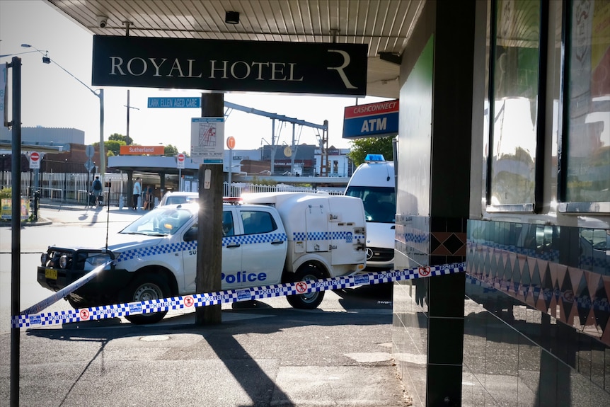 Police cars outside the Royal Hotel