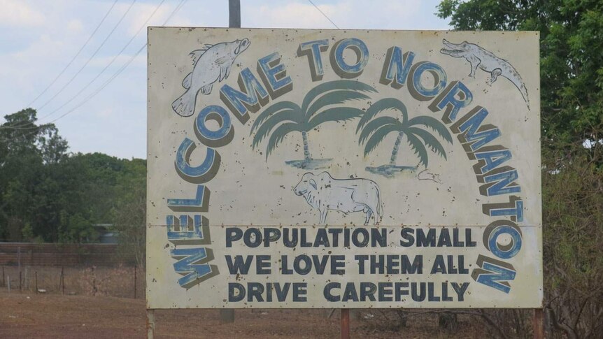 Normanton welcome sign in Qld's western Cape York in November, 2013