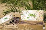 a box of dates with the jordan river dates logo
