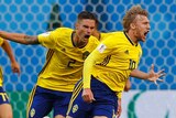 Sweden celebrates Emil Forsberg's goal