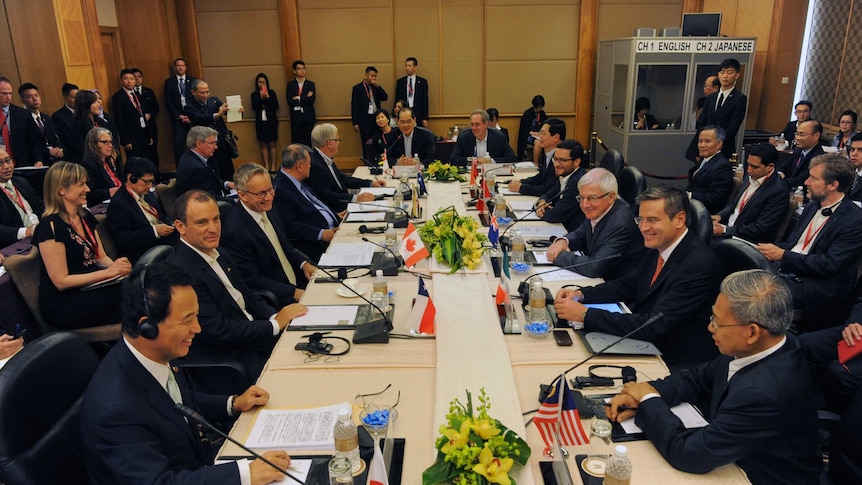 Trade ministers and representatives attend an earlier Trans-Pacific Partnership (TPP) Ministerial Meeting in Singapore
