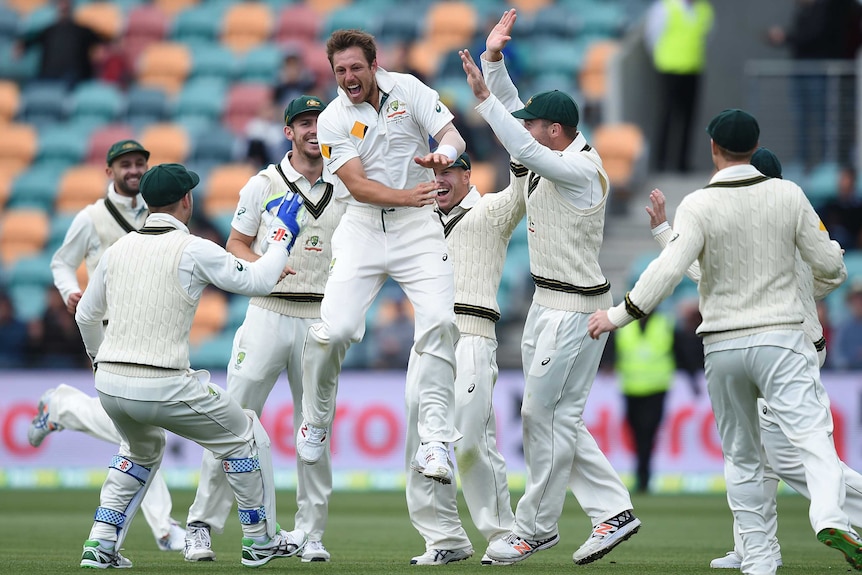 James Pattinson celebrates a wicket