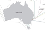 Underwater (submarine) internet cables around the coast of Australia.