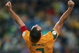 Socceroos captain Lucas Neill celebrates victory over Iraq