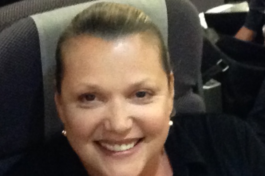 Judy Semken on a Qantas flight.