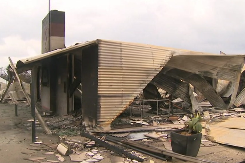 A burnt down sports clubroom