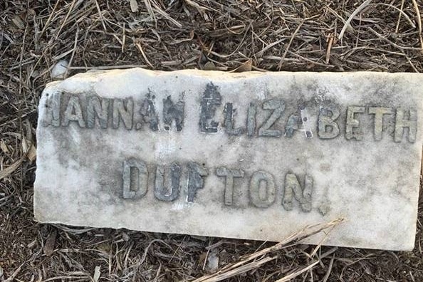 An old headstone for Hannah Elizabeth Dufton