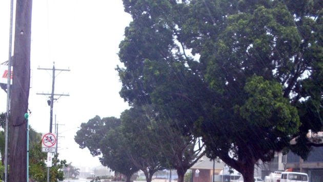 Debris littered across Gordon Street in Mackay.