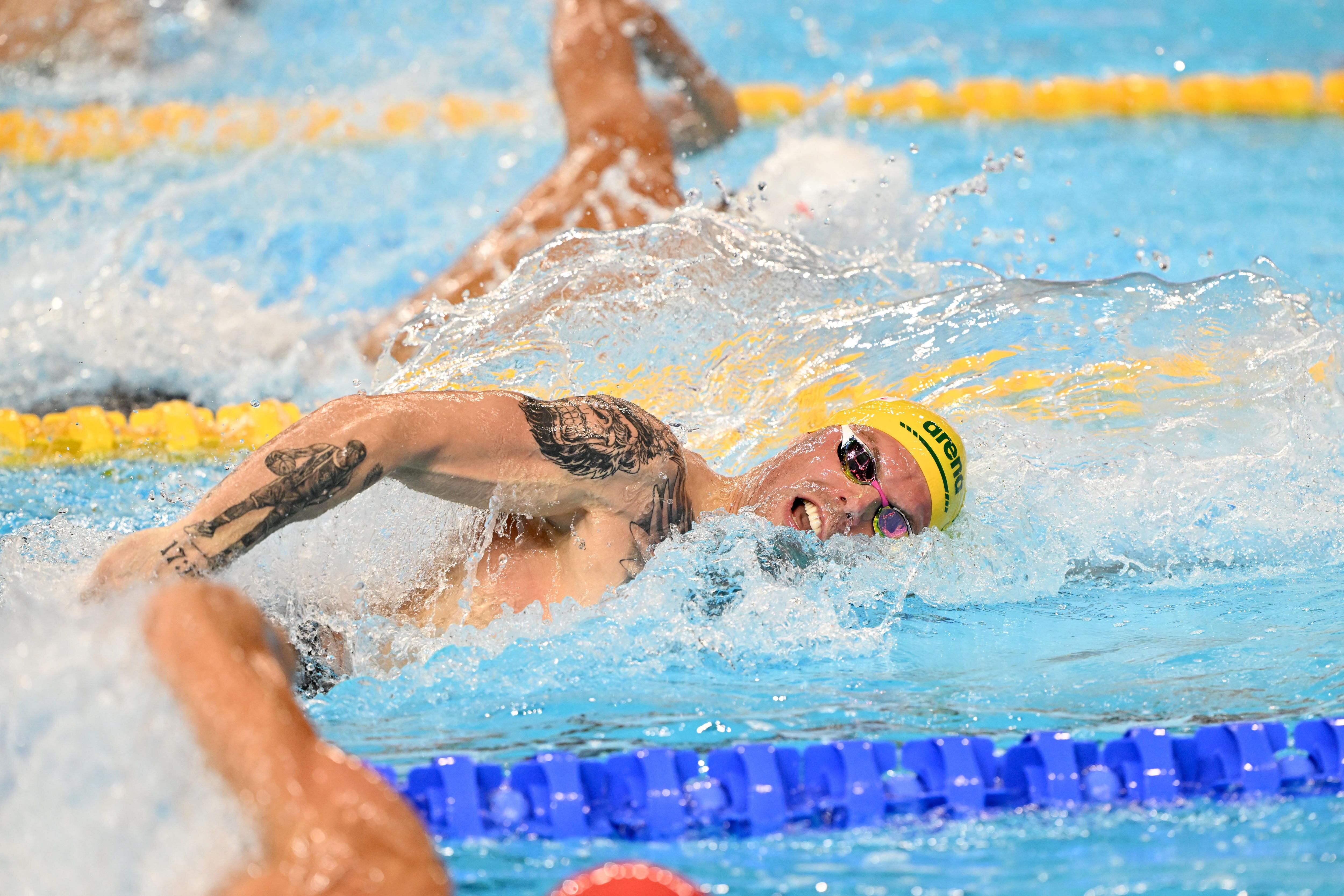 Kyle Chalmers swims in the men's 100m freestyle final at the World Aquatics Championships in Singapore.
