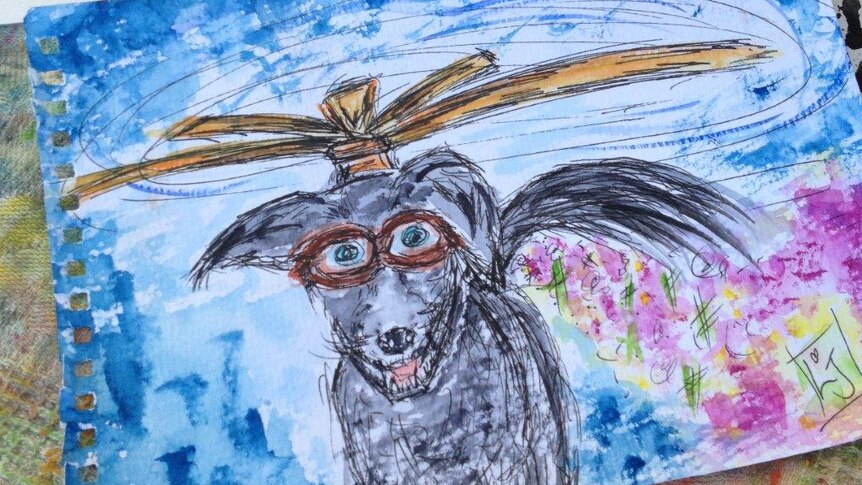 illustration by childrens author L.J Kidd of a cartoon dog