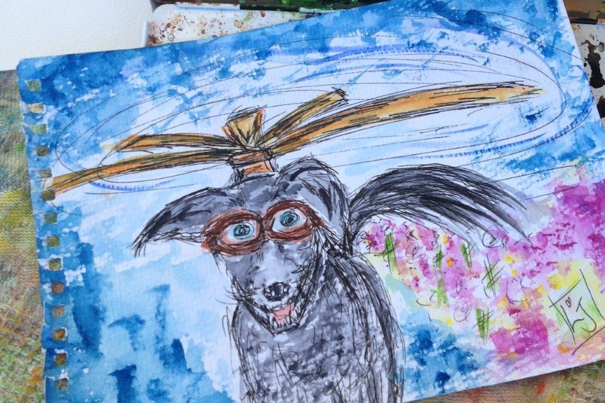 illustration by childrens author L.J Kidd of a cartoon dog