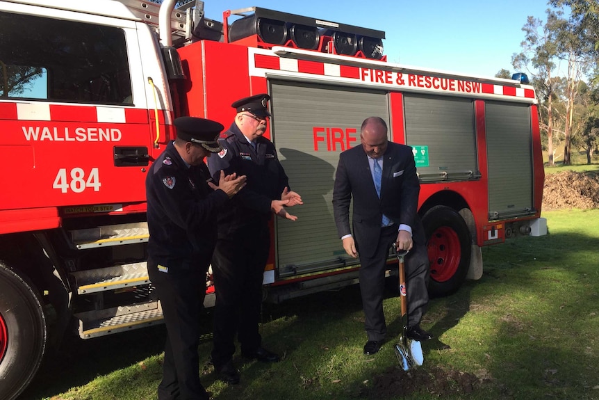 Emergency Services Minister David Elliot at the site of the new Maryland station