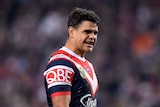 Latrell Mitchell shows a smile against the Sharks