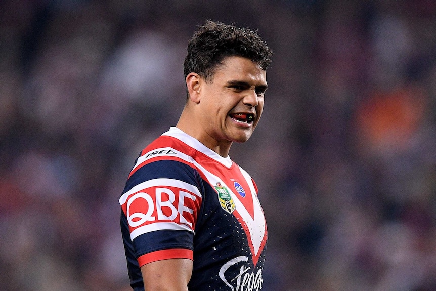 Latrell Mitchell did not deny jumping to make the hit on Josh Dugan.