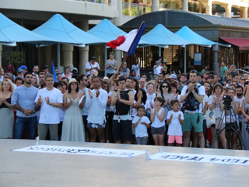A crowd gathered in Perth to show their solidarity with France.