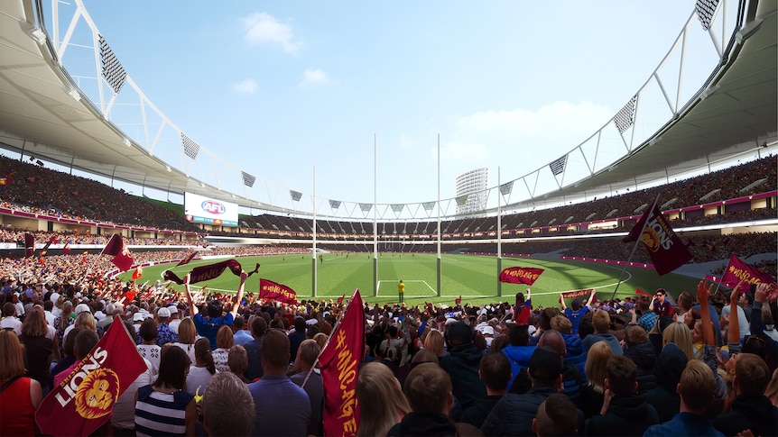 Illustration showing AFL fans in the new Gabba