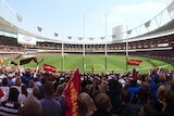 Illustration showing AFL fans in the new Gabba