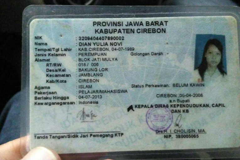 ID of would-be suicide bomber Dian Yulia Novi