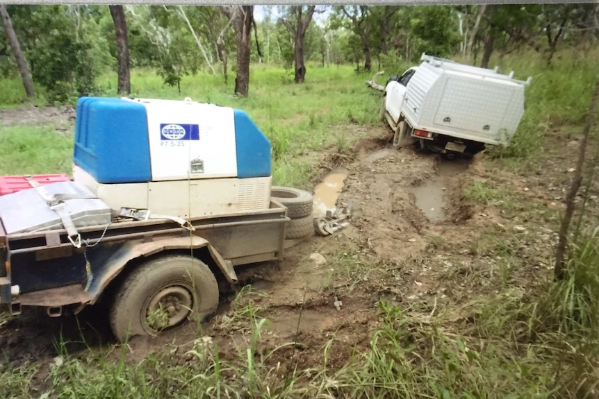 A bogged vehicle.