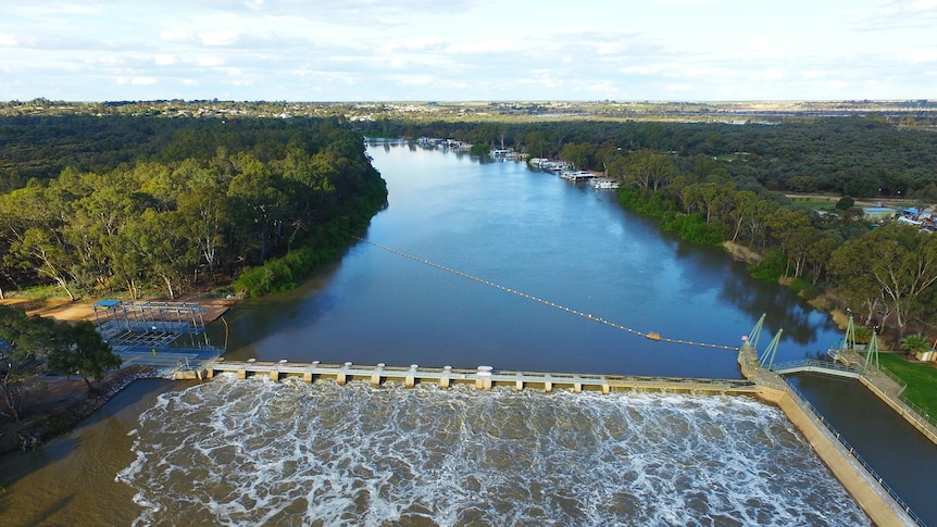 High water levels along the River Murray at Lock 5, near Renmark.