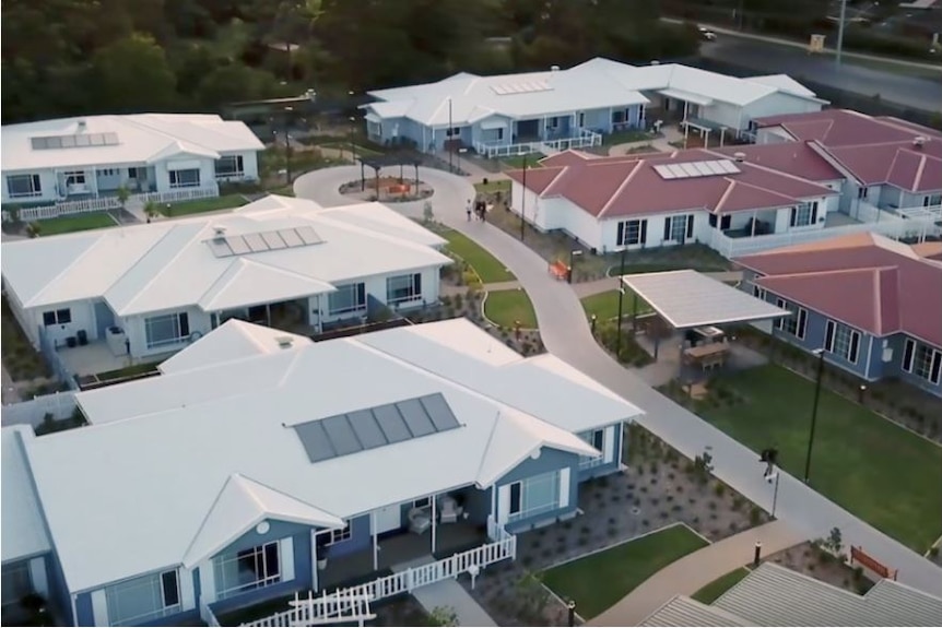 An aerial shot of an aged care facility that's designed to look and feel like a small suburb