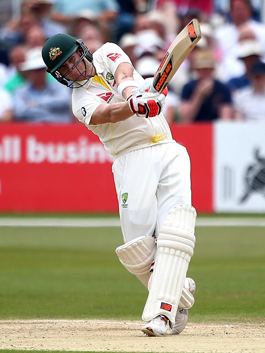 Solid knock ... Steven Smith hits out during day two of the tour match against Kent